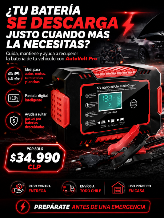 AutoVolt Pro - Cargador y reparador de baterías 12V